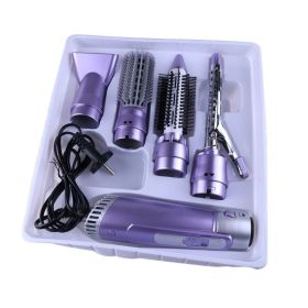 Professional 4 in 1 Multifunction Hair Dryer Curler Curling Straightener Comb Iron Brush Electric Styling Tools Drop Shipping (Color: Purple)